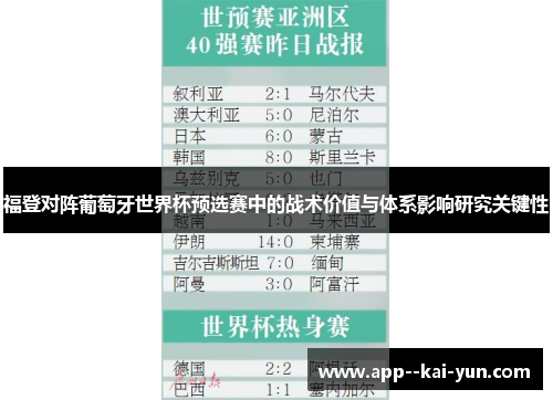 福登对阵葡萄牙世界杯预选赛中的战术价值与体系影响研究关键性